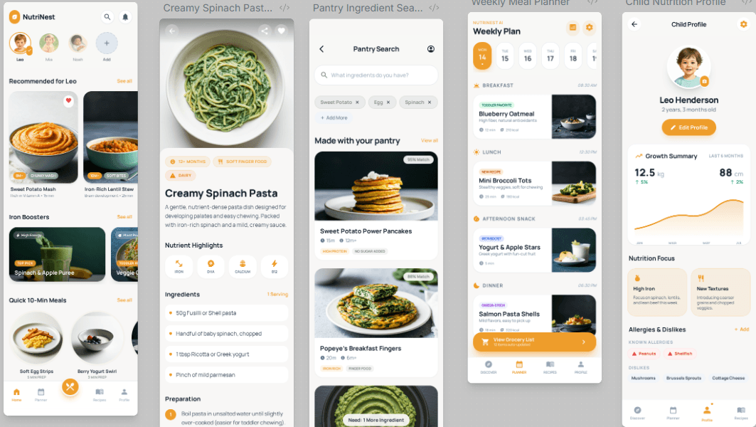 NutriNest App Screens